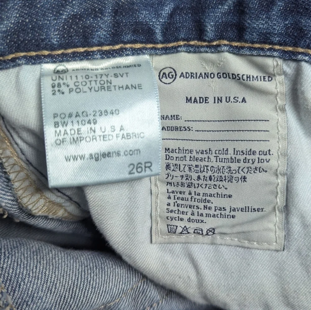 Adriano Goldschmied AG The Stilt Slim Straight Cigarette Jeans 26R Medium Wash